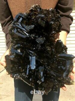 Natural beautiful Top Large Raw black Crystal Cluster Black Quartz Cluster