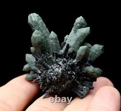 Natural beauty rare green crystal cluster & ilvaite mineral specimen/ChinaY00109