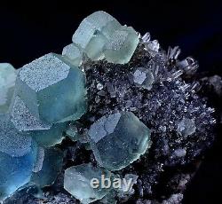 Natural hexagonal Purple/Green Fluorite & Crystal Cluster Mineral Specimen 528g