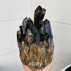 Natural smoky black Quartz Cluster Crystal Specimen Reiki Healing 2116g