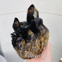 Natural smoky black Quartz Cluster Crystal Specimen Reiki Healing 2116g