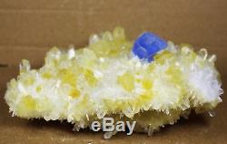 New Find Blue Yellow Phantom Quartz Crystal Cluster Mineral Specimen Healing