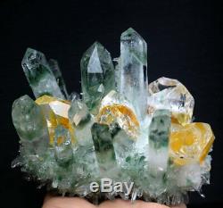 New Find Green/Yellow Phantom Quartz Crystal Cluster Mineral Specimen 660g