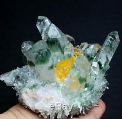 New Find Green/Yellow Phantom Quartz Crystal Cluster Mineral Specimen 660g
