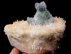 New Find Green. Yellow Phantom Quartz Crystal Cluster Mineral Specimen Healing