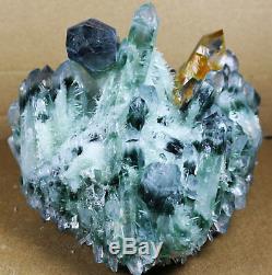 New Find Green Yellow Phantom Quartz Crystal Cluster Mineral Specimen Healing