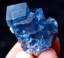 New Find Transparent Blue Cube FLUORITE CRYSTAL CLUSTER MINERAL SPECIMEN 24.03g