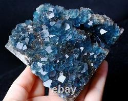 New Find Transparent Blue Cube Fluorite CRYSTAL CLUSTER Mineral Specimen 532g
