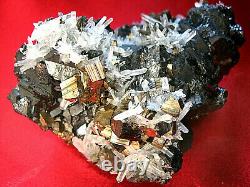 Nice Huge Gold Pyrite, Sphalerite Quartz Crystal Cluster 492 grams from Peru