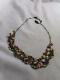 Orly Zeelon Brass Enamel & Crystal Flowers & Dangle Swag Beads Necklace