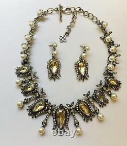 Oscar De La Renta Lily Necklace And Earring Set White Crystal