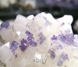 PURPLE CUBE FLUORITE Mineral on Quartz Crystal Cluster Specimen VIDEO Healing