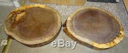 Pair Of Solid Black Walnut Crystal Cluster Cathedral Geode Stands Live Edge