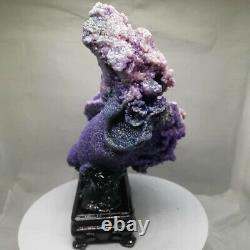 Purple AAA Botryoidal Chalcedony Grape Agate Crystal Cluster + Stand 1.8KG