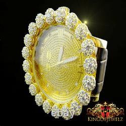Real Diamond Mens Khronos Joe Rodeo Yellow Gold Finish Cluster Bezel Iced Watch