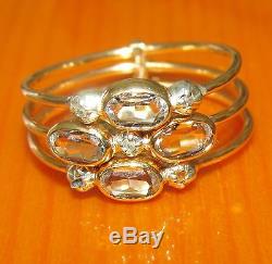 SECONDHAND 14ct YELLOW GOLD OVAL CRYSTAL & DIAMOND CLUSTER RING SIZE O