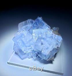 SUPERB-Blue Fluorescent Fluorite crystal cluster on matrix, mine Spain