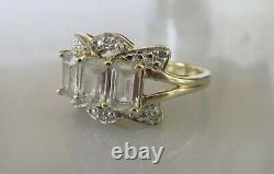 Secondhand 9ct yellow gold white quartz multi diamond cluster ring size N