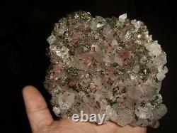 Spectacular Huge Red Spot Phantom Clear Quartz Cluster with Epidote Inside and On