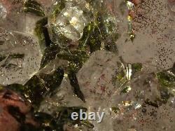 Spectacular Huge Red Spot Phantom Clear Quartz Cluster with Epidote Inside and On