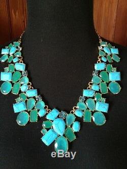 Stunning Kate Spade Crystal Fiesta Cluster Bib Statement Necklace Turquoise New
