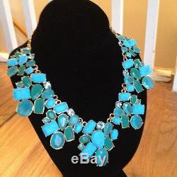 Stunning Kate Spade Crystal Fiesta Cluster Bib Statement Necklace Turquoise New