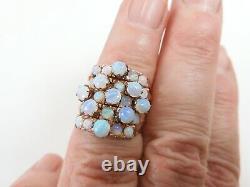 Sumptuous Vintage 14K Rose Gold Crystal Opal Five Band Stack / Harem Ring Size 6