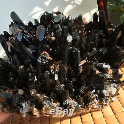 TOP large Rare Natural Black QUARTZ Crystal Cluster Mineral Specimen 290mm 4540g