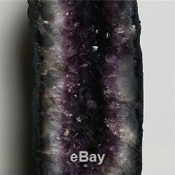 Tall 20 Inch Brazilian Dark Amethyst Crystal Cathedral Geode Cluster Polished