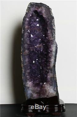 Tall 34 Inch Brazilian Dark Amethyst Crystal Cathedral Geode Cluster Polished