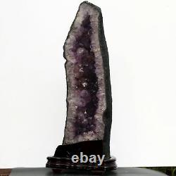 Tall 34lb Inch Brazilian Dark Amethyst Crystal Cathedral Geode Cluster Polished