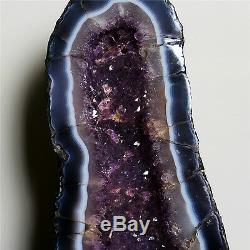 Tall 39 Inch Brazilian Dark Amethyst Crystal Cathedral Geode Cluster Polished