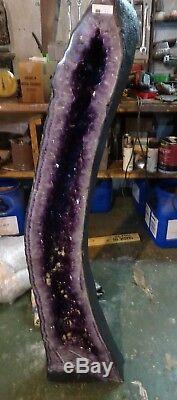 Tall 50 Inch Brazilian Amethyst Crystal Cathedral Cluster Geode Repaired