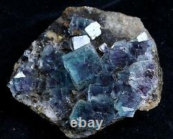 Transparent Blue & Purple Cube Fluorite CRYSTAL CLUSTER Mineral Specimen 451g