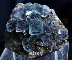 Transparent Blue & Purple Cube Fluorite CRYSTAL CLUSTER Mineral Specimen 451g