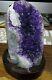 Uruguay Amethyst Crystal Cluster Cathedral With Polished Rim Wood Stand