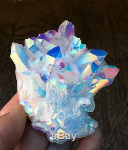 Unique Angel Aura Quartz cluster crystal Platinum & Silver Coated Rainbows