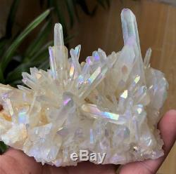 Unique Angel Aura Quartz cluster crystal Platinum & Silver Coated Rainbows #2908