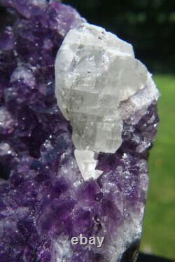 Uruguayan Uruguay Amethyst Crystal Cluster w White Calcite & Cut Base