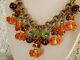 Vintage Cluster Statement Necklace Crystal Glass Charm Autumn Path Haskell Chain