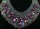 Vintage Designer Haute Hippie Purple Diamond Crystal Silk Bib Necklace 61