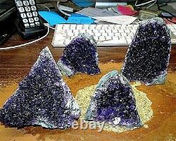 Wholesale Lot Of 4 Amethyst Crystal Cluster Geode From Uruguay Cathedral