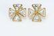Yves Saint Laurent Ysl Gold Plated Crystal Maltese Cross Earrings