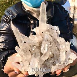 1.49LB Échantillon de grappe de cristaux de quartz blanc clair, naturel et magnifique