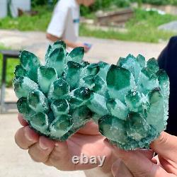 1.58LB Nouvelle découverte de groupe de cristaux de quartz vert de fantôme spécimen minéral de guérison.