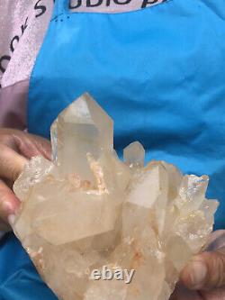 1.58lb Naturel Clair Belle Blanc Quartz Cristal Cluster Guérison Des Spécimens