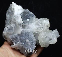 1.67lb White Schistose Calcite Cluster Cristal Basé Sur La Matrice De Fluorite Cube