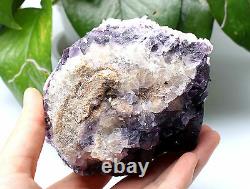 1.6lb Fluorite Naturel Violette Avec Cluster Minéral En Cristal De Calcite