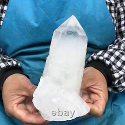 1.84lb Naturel Blanc Transparent Quartz Cristal Cluster De Guérison Des Spécimens