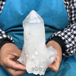 1.84lb Naturel Blanc Transparent Quartz Cristal Cluster Specimen Healing 411
